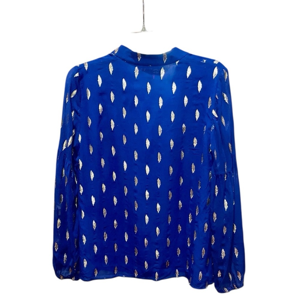 Lilly Pulitzer Shea Silk in Lapis Lazuli Blue Metallic Gold Size M - Picture 5 of 9